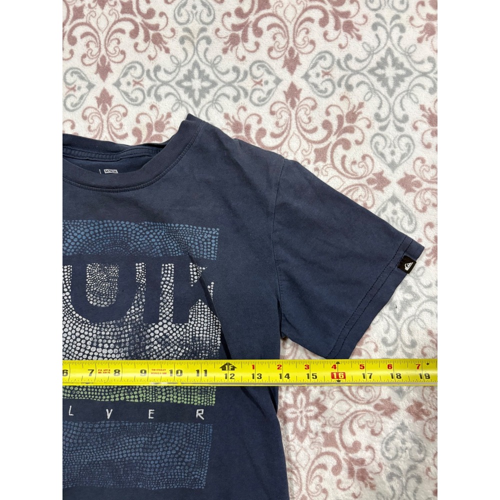 Quiksilver Boys Navy Blue Mosaic Logo Graphic T-Shirt Size M Medium Cotton - Picture 3 of 6